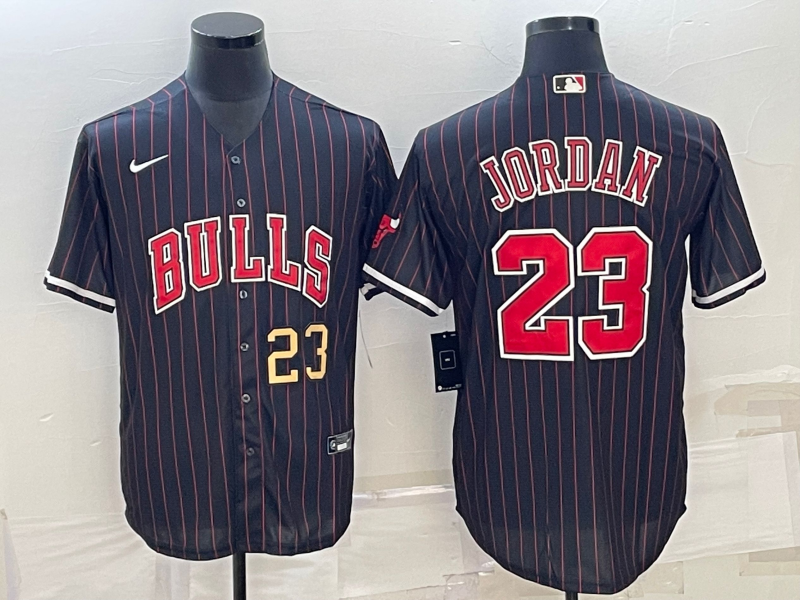 Men Chicago Bulls #23 Jordan Black Stripe Game Nike 2023 NBA Jersey style 2->chicago bulls->NBA Jersey